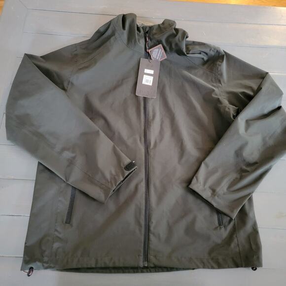 Please Recycle Men's Black Full Zip Hooded Windbreaker Jacket Size Large